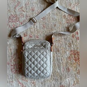 MZ Wallace Light Gray Quilted Crossbody Bag